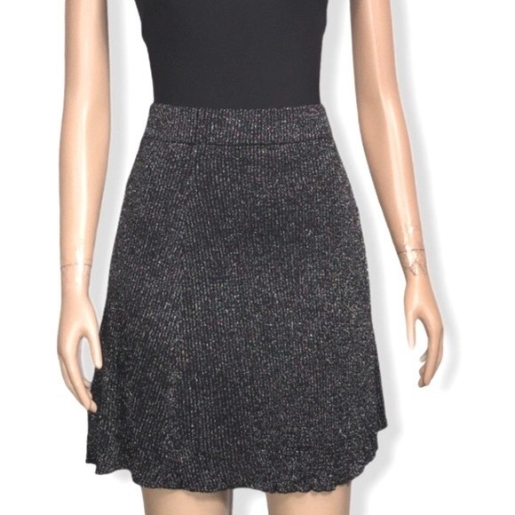 Xhilaration Skirt Knit black Metallic Shimmer high Waist Fully lined size L - Picture 13 of 14